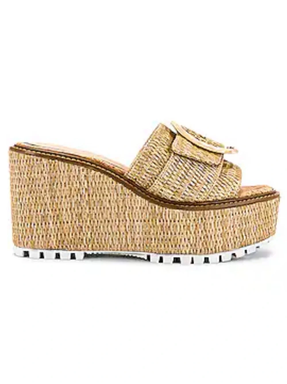 Sam Edelman Livi Platform Woven Wedge Slide Sandals in Natural